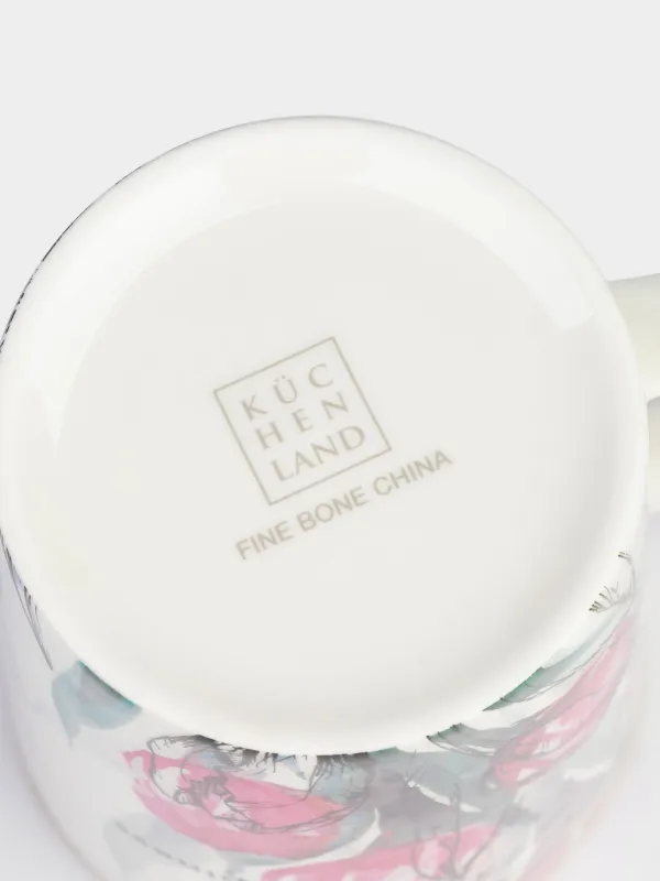 Кружка, 450 мл, фарфор F, белая, с золотистым кантом, Тюльпаны, Tulip garden, image-3