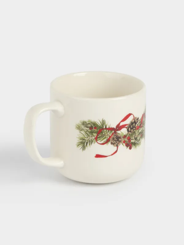 Саптыаяқ, 400 мл, фарфор N, ақ, дақты, Шырша бүршіктері мен шетен, Rowan delice, image-1