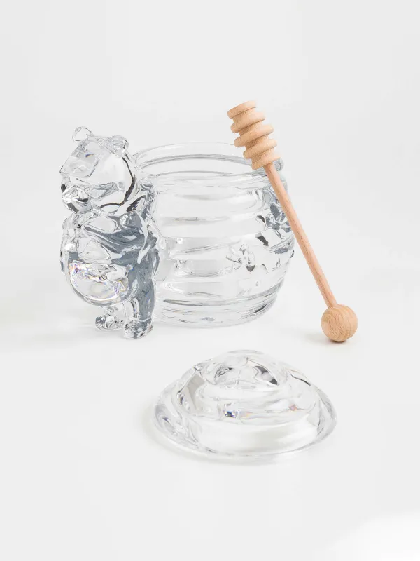 Балға арналған құты, 270 мл, қасықпен, шыны/ағаш, Аю, Honey, image-2