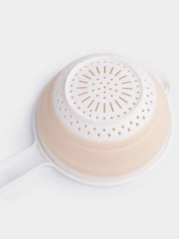 Дуршлаг, 33 см, жиналмалы, тұтқасы бар, пластик/резеңке, сұр-сарғылт қоңыр, Foldaway, image-4