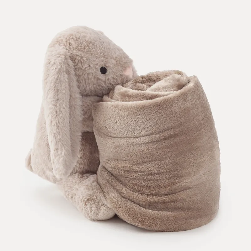 Көрпе, ойыншығы бар, 130х148 см, флис/плюш, сарғылт-қоңыр, Қоян, Rabbit