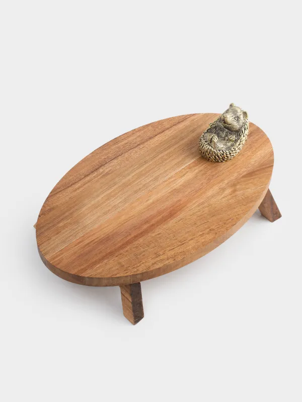 Блюдо сервировочное, 30х18 см, на ножках, дерево/полирезин, овальное, Ежик, Noble tree, image-3