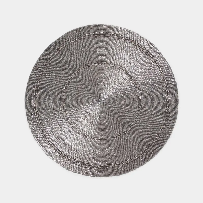 Аспаптарға арналған майлық, 36 см, моншақтар, дөңгелек, қою сұр, Shiny beads