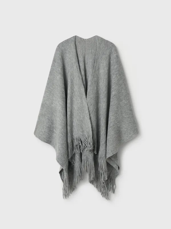 Пончо, 138х147 см, жиегі бар, акрил, сұр, Poncho, image-8