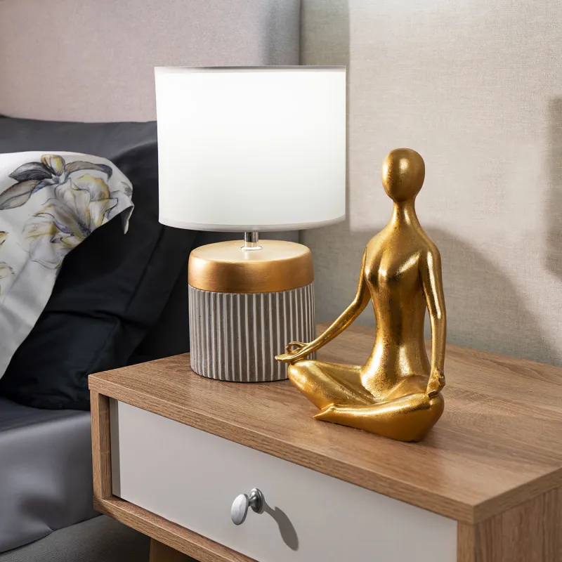 Мүсін, 26 см, полирезин, алтын, лотос позасы, Face, image-4