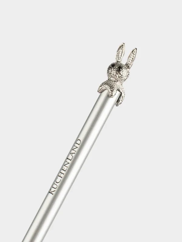 Қарындаш, 18 см, қара графит, мүсіншесі бар, күміс, қоян, Draw, image-2