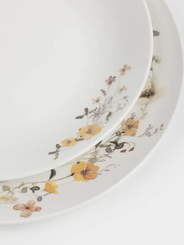 Ас сервизі, 6 адам, 19 зат, фарфор N, ақ, Сары гүлдер, Floweri, image-5