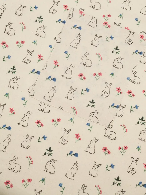 Фартук, 70х80 см, хлопок, молочный, Кролики и цветы, El flora rabbit, image-2