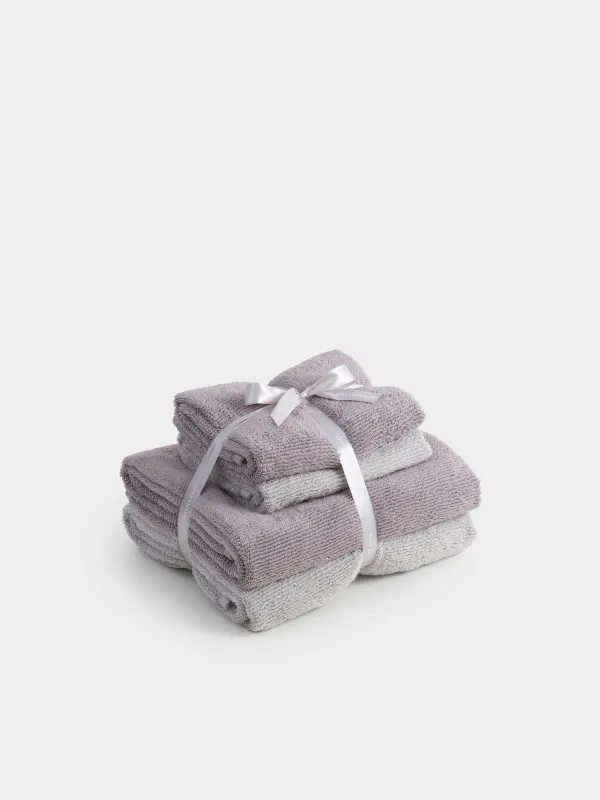 Комплект полотенец, 50х90/70х140 см, 4 шт, хлопок, лиловый/светло-серый, Terry cotton, image-6
