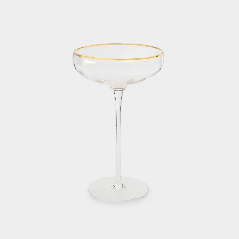 Шампан бокалы, 220 мл, 2 дана, шыны Р, алтын жиегі бар, Filo R gold, image-1