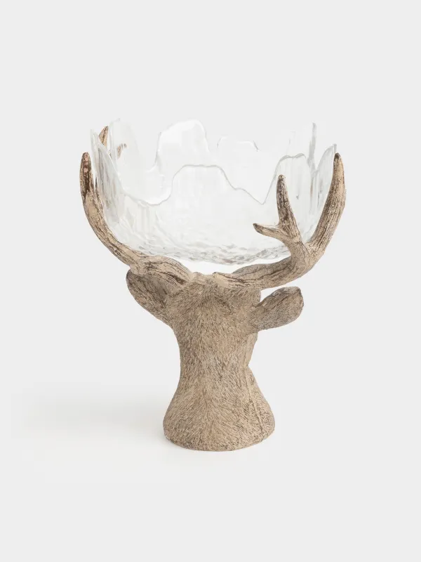 Жеміс вазасы, 27х17х23 см, сабағында, полирезин, түсі, бұғы,  Arctic deer, image-3