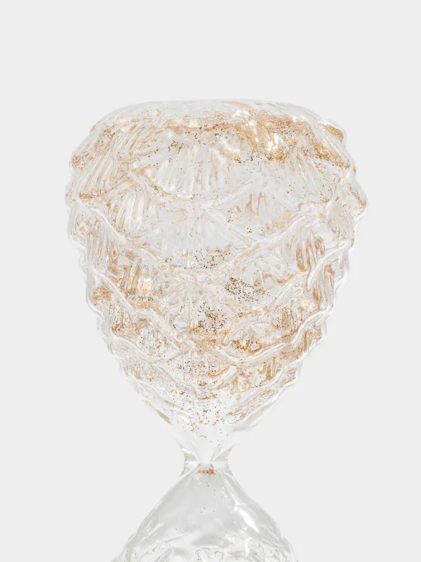 Құм сағаты, 15 см, 15 минут, ішінде жылтыры бар, құм қолданылған шыны, Шырша бүршіктері, Sand time, image-2