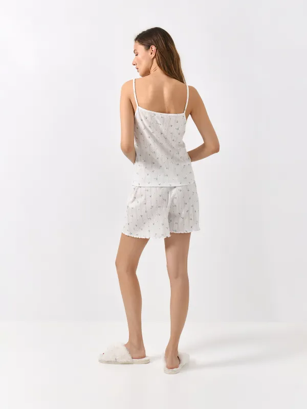 Әйелдер шорттары, үйге арналған, өлшемі L, полиэстер/мақта, ақ, Бантиктер, Melavi, image-4