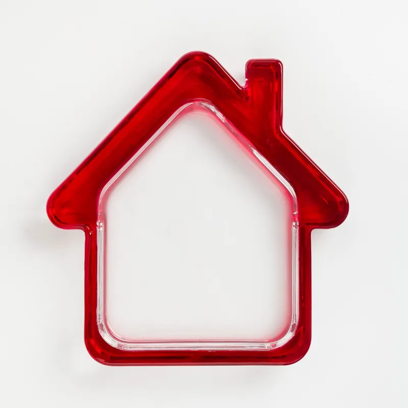 Блюдо, 18х19 см, стекло, с красным кантом, Дом, House shape, image-0