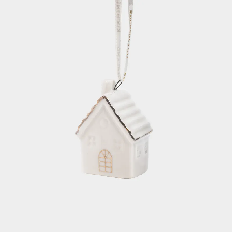 Шырша ойыншығы, 6 см, фарфор P, ақ және алтын, Үй, Figure christmas