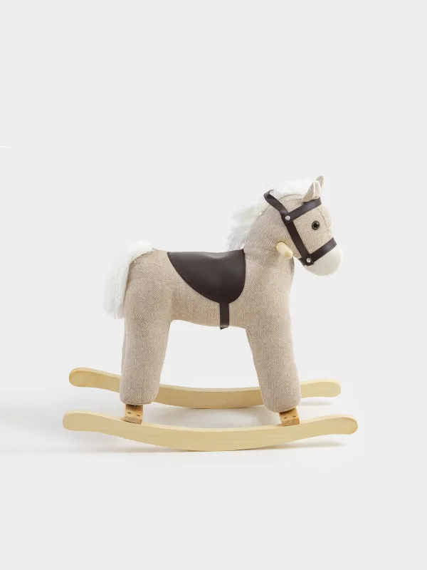 Балаларға арналған тербелетін орындық, 64х26х55 см, ағаш/полиэстер, сарғылт-қоңыр, Жылқы, Childhood, image-0