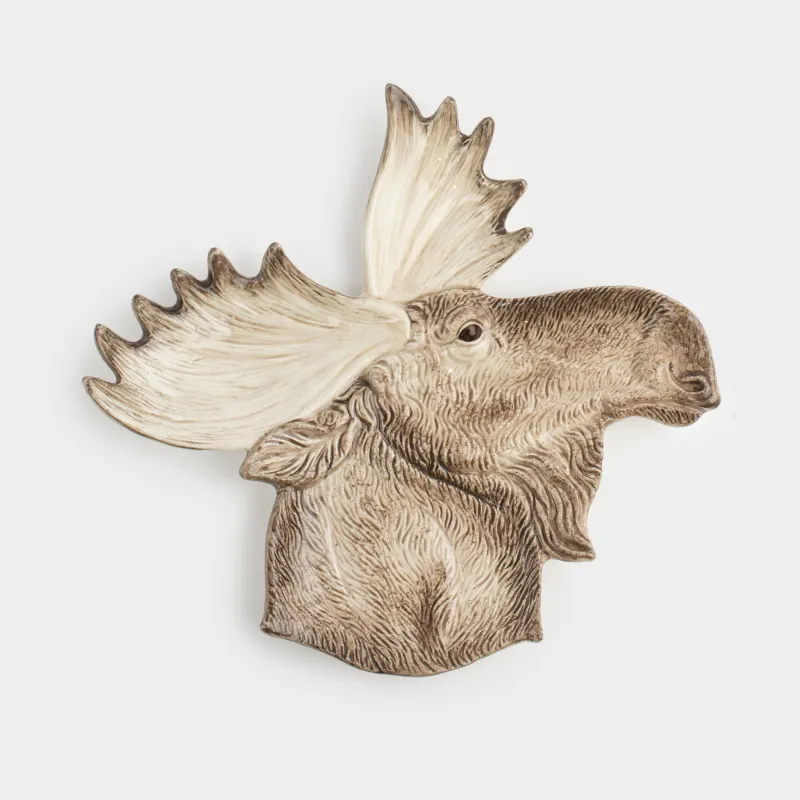 Блюдо, 24х24 см, керамика, молочно-коричневое, Лось, Moose story