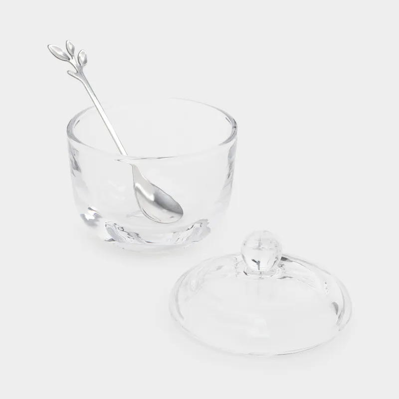 Қант ыдысы, 10 см, 130 мл, қасықпен, шыны/болат, Volo, image-1