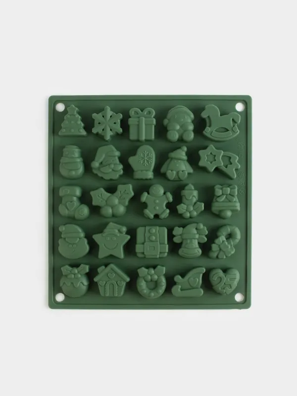 Мұз бен шоколадқа арналған қалып, 19х18 см, 25 бөлім, силикон, жасыл, Мерекелік атрибуттар, Bakery color, image-0