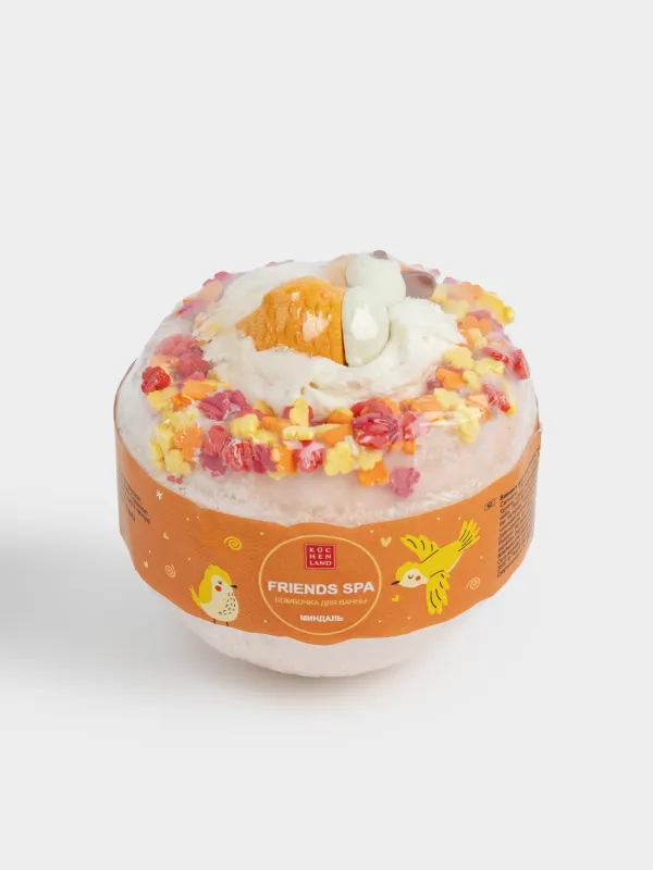 Бомбочка для ванны, 130 гр, с игрушкой, коричневая, Миндаль, Птица, Friends spa, image-2