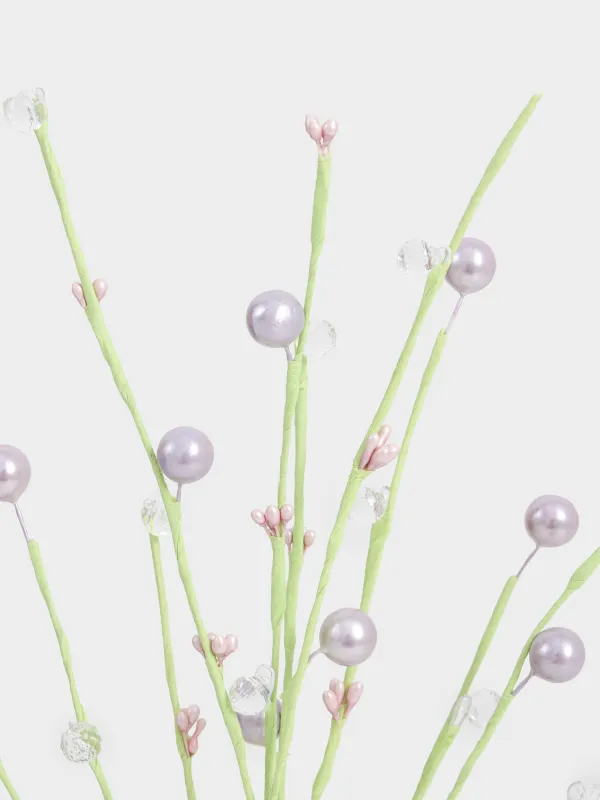 Ветка декоративная, 45 см, Сиреневые бусины с кристаллами, Balls decor, image-3