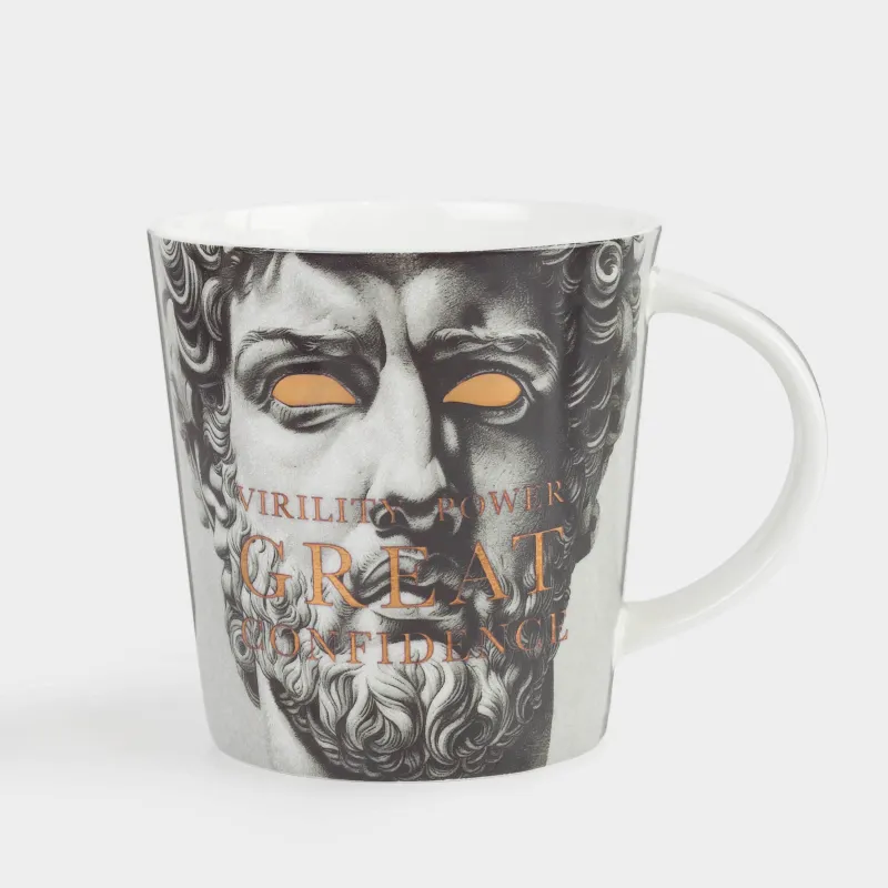Кружка, 450 мл, фарфор F, серо-золотистая, Греческая скульптура, Apollo, image-0