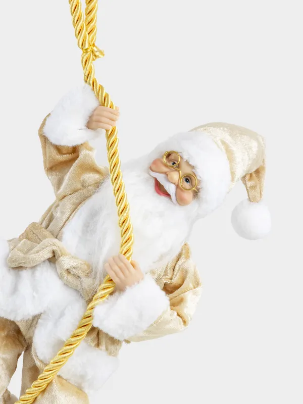 Сәндік бұйым, 40 см, аспалы, пластик/полиэстер, алтын, Арқандағы Аяз ата, Magic time, image-1