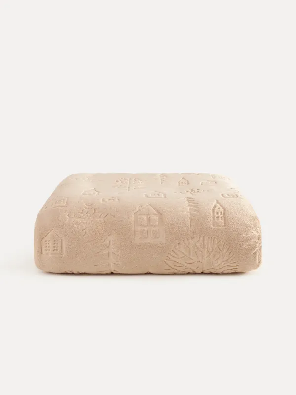 Плед, 130х170 см, фланель, бежевый, Дома и ели, Flannel, image-8