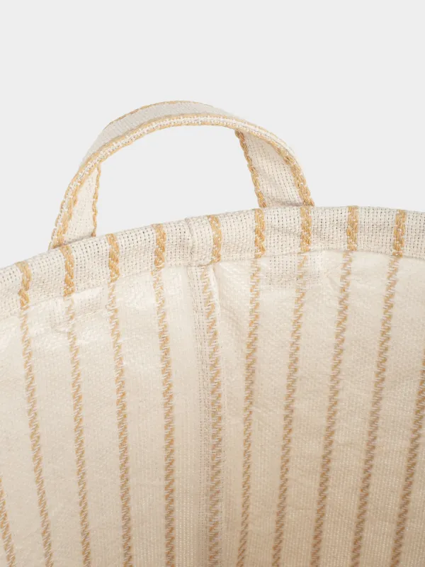 Сумка для хранения белья, 30х35 см, с ручками, полиэстер, круглая, экрю, Полосы, Stripe, image-1