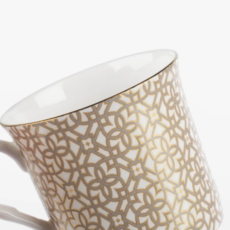 Кружка, 4 дана, 330 мл, фарфор F, микс, алтын жиегі бар, ою-өрнек, Liberty, image-3