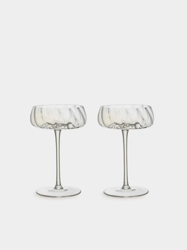 Бокал-креманка для шампанского, 270 мл, 2 шт, стекло, перламутр, Sorento bend, image-0