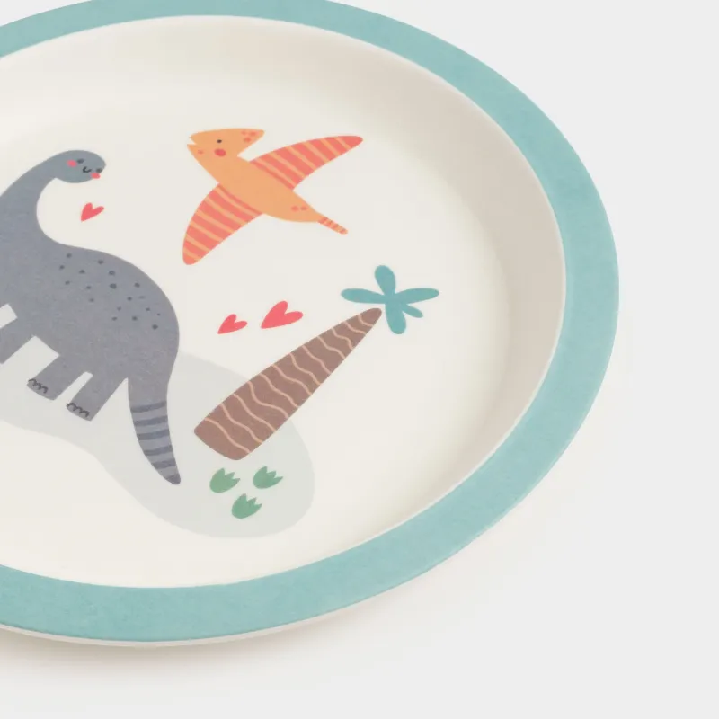 Ыдыс-аяқ жиынтығы, балаларға арналған, 5 зат, бамбук, сары-көк, динозаврлар, Dino, image-10