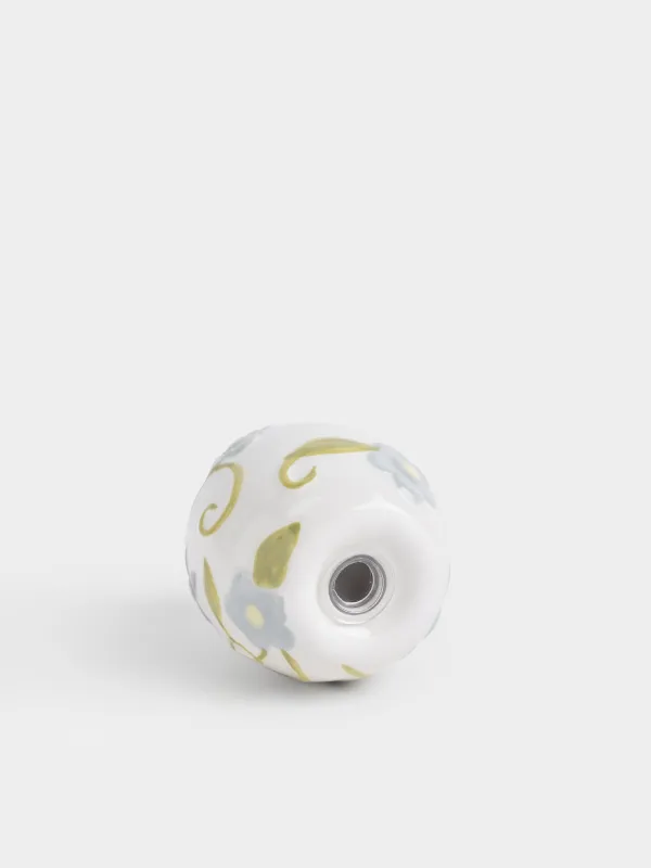 Тұз немесе бұрышқа арналған ыдыс, 8 см, керамика, сүт түстес, жұмыртқа, Гүлдер, Пасха, image-3