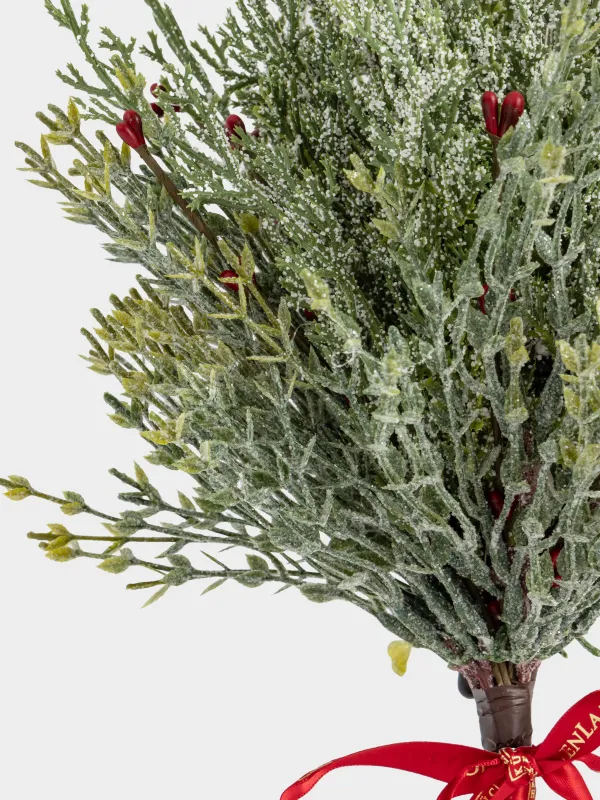 Сәндік гүл шоғы, 40 см, пластик, қою қызыл жидектері бар қылқан инелер, Conifer decor, image-1