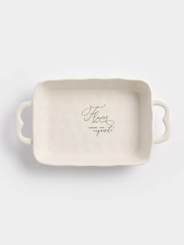 Пісіруге арналған ыдыс, 31х20 см, керамика, тікбұрыш, сүт түстес, Crumple kitchen, image-3