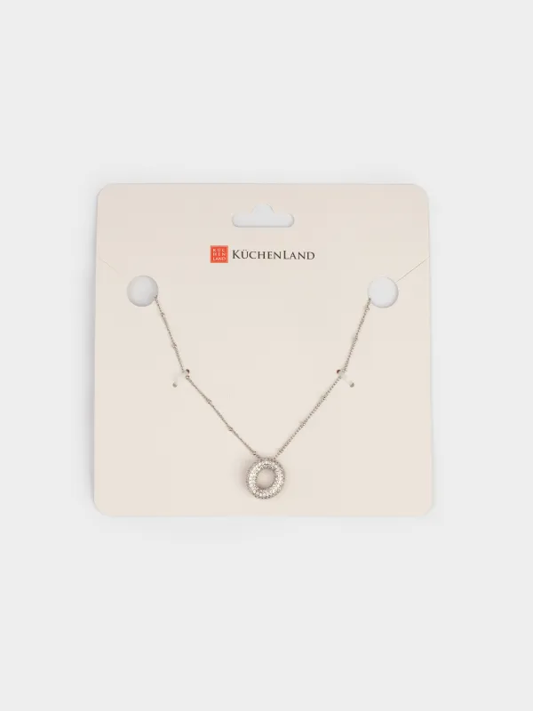 Цепочка, 49 см, с подвеской, металл/стразы, серебристая, Кольцо, Jewelry, image-5