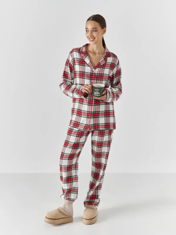 Әйелдерге арналған костюм, үйге арналған, өлшемі XL, шалбармен, мақта, қызыл және ақ түсті, Тор, Patsy, image-0