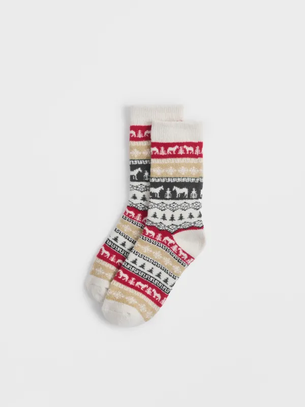 Әйелдер шұлықтары, өлшемі 36-38, полиэстер, сүт түстес, Қысқы өрнек, Fleece, image-1