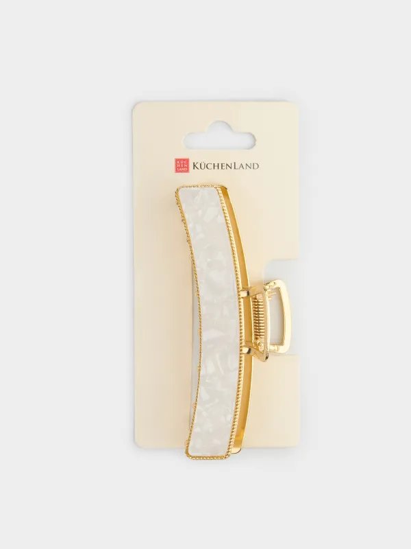 Шаш қыстырғыш, 11 см, металл/акрил, алтын, Шашқа арналған краб, Hairstyle, image-4