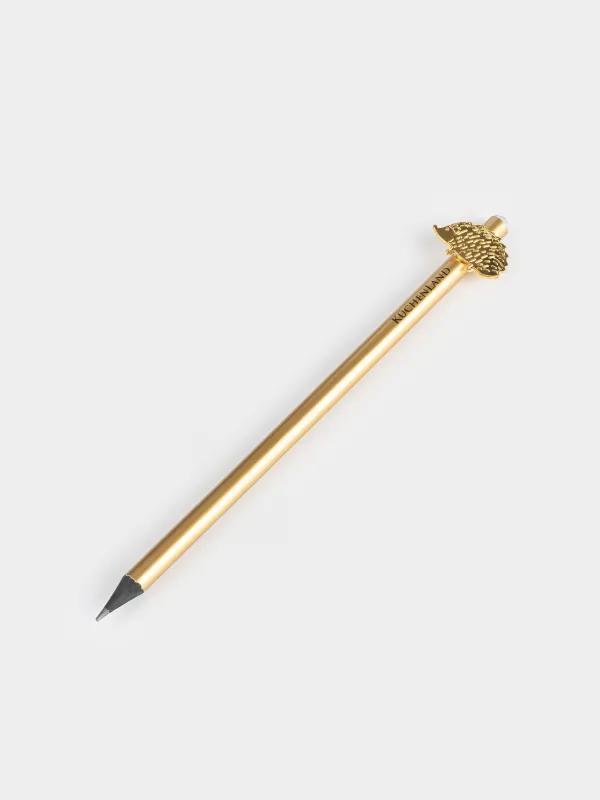 Қарындаш, 18 см, қара графитті, мүсіні бар, сүт түстес, Алтын кірпі, Draw figure, image-1