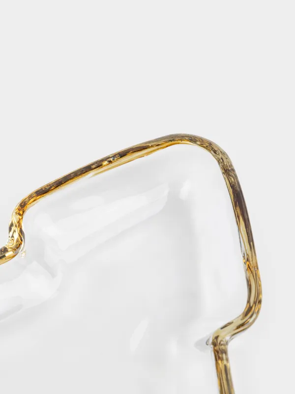 Ыдыс, 20х17х2 см, шыны, алтын жиектері бар, Шырша, Сhristmas classic, image-3