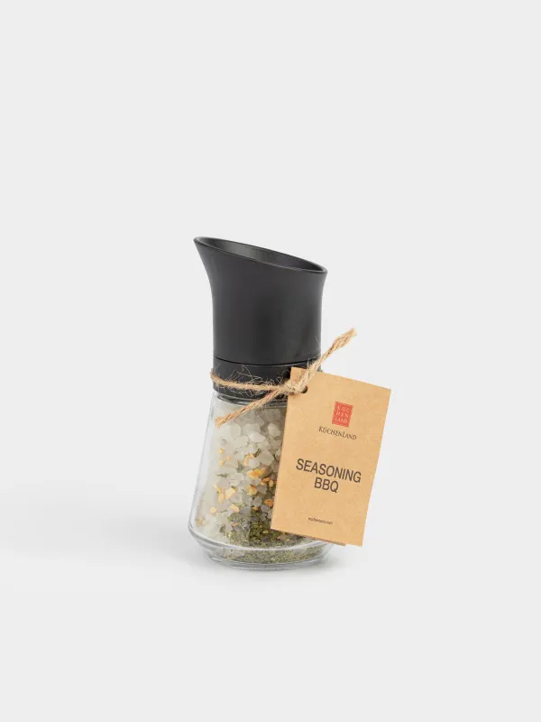 Мельница для специй, 13 см, механическая, стекло/пластик, Соль чеснок, Seasoning BBQ, image-4