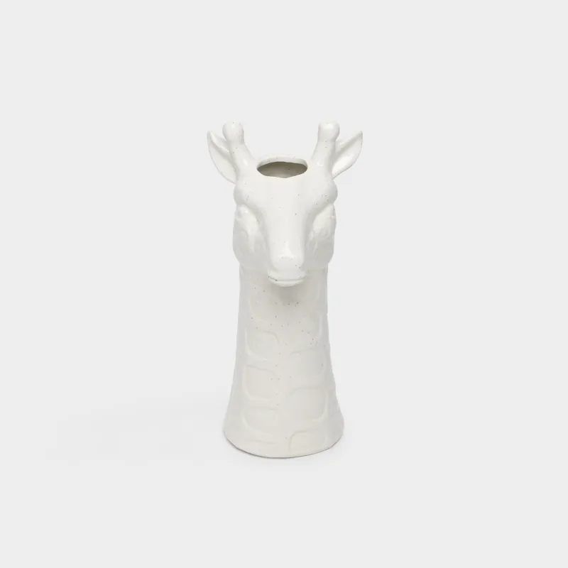 Гүл вазасы, 26 см, сәндік, керамика, сүт түстес, дақты, Керік, Giraffe