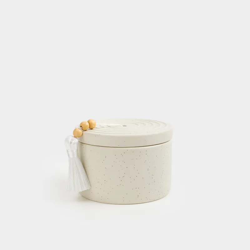 Хош иісті шам, 7 см, шам ұстағышта, шашақпен, керамика, Sage and Sea salt, Delicia