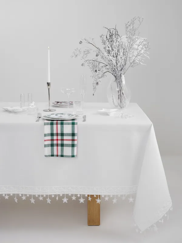 Дастархан, 170х250 см, шілтерлі, полиэстер, ақ, Жұлдыздар, Stars framed, image-0