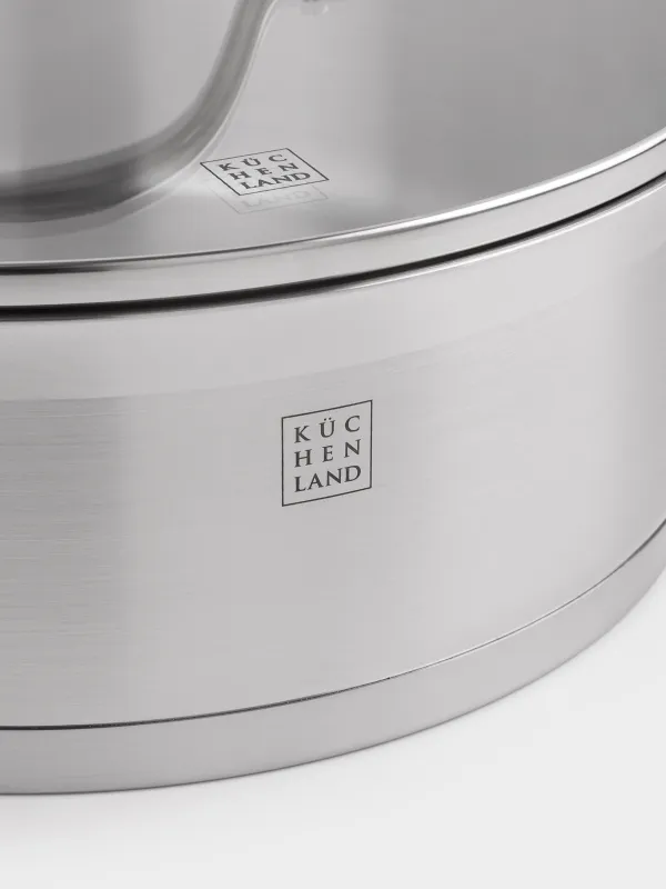 Бұқтырғыш, 24 см, 3,5 л, қысқа тұтқалар, қақпағы бар, Silver Stone, image-1