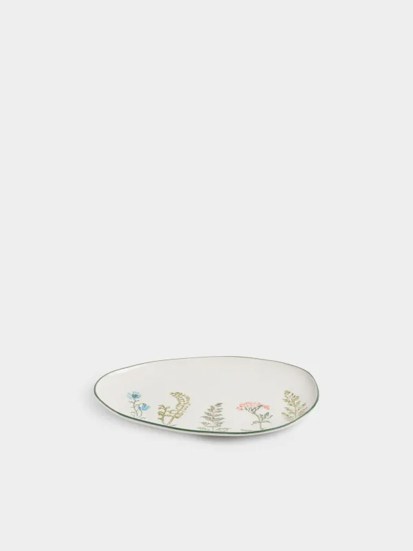 Блюдо, 32х21 см, Луговые цветы на кракелюре, Floral meadow, image-2