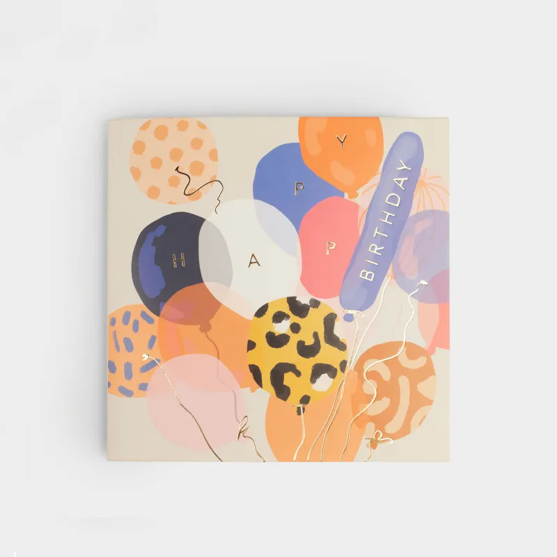 Сыйлық ашықхаты, 12х12 см, қағаз, ақ, Шарлар, Birthday