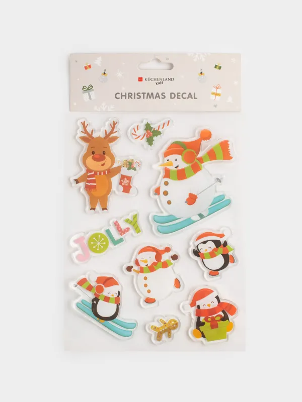 Жапсырмалар жинағы, 15х20 см, қайта пайдалануға болады, термопластик, Аққалалар, Christmas decal, image-4