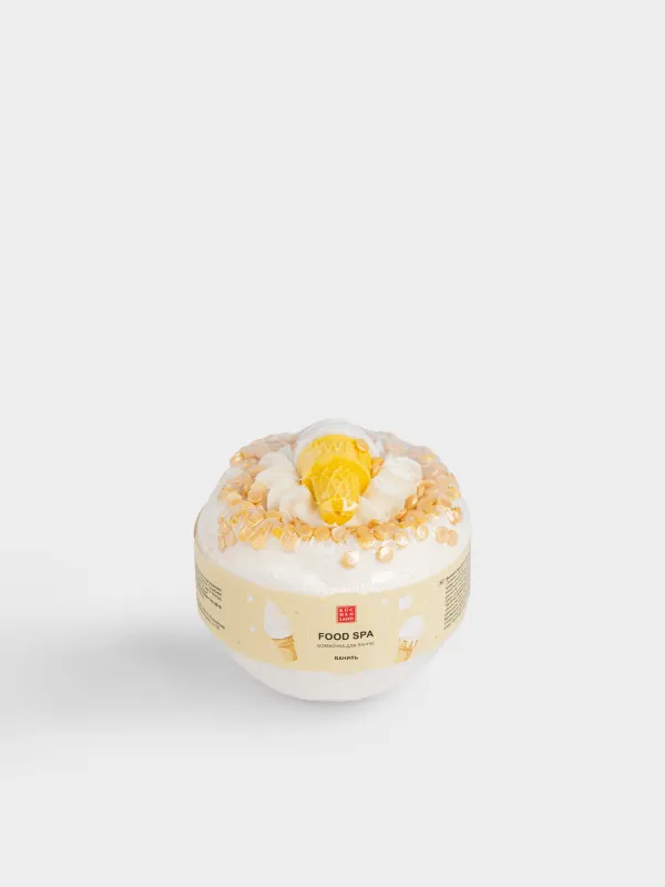 Бомбочка для ванны, 130 гр, с игрушкой, белая, Ваниль, Мороженое, Food spa, image-3
